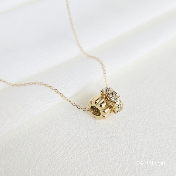 Gold Floral Bead Charm Necklace - Picture 8 of 9